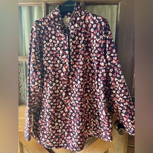 T By Talbots 1/2 Zip Sun Protection Floral Long Sleeve Pullover